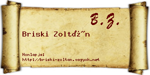 Briski Zoltán névjegykártya